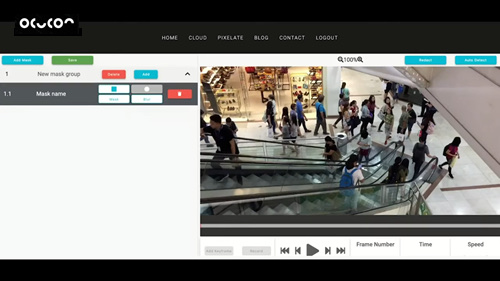 CCTV footage of a shopping centre escalator uploaded to Pixelate, before any redaction masks have been applied
